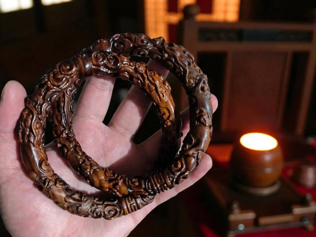 Lightning Struck Jujube Wood Dragon Circle – Taoist Talisman, Home Protection