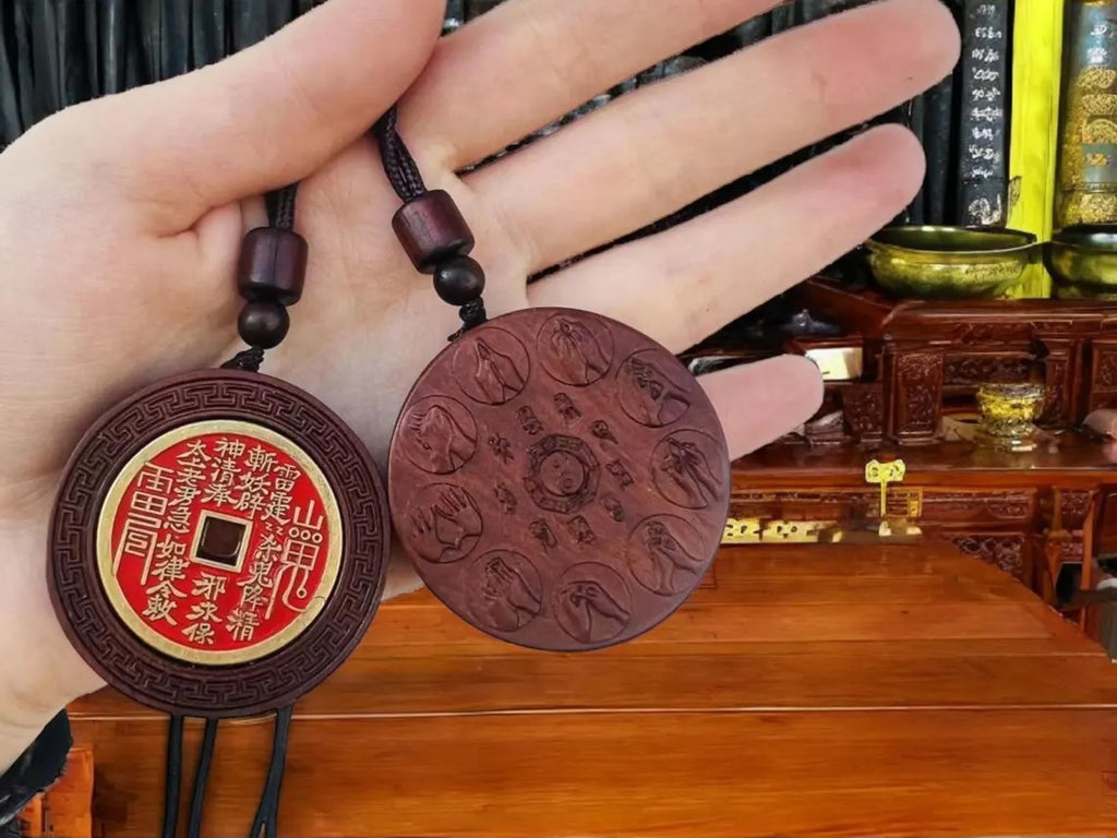 Hand-Carved Jujube Wood Pendant: Taoist Blessing, Wealth & Protection