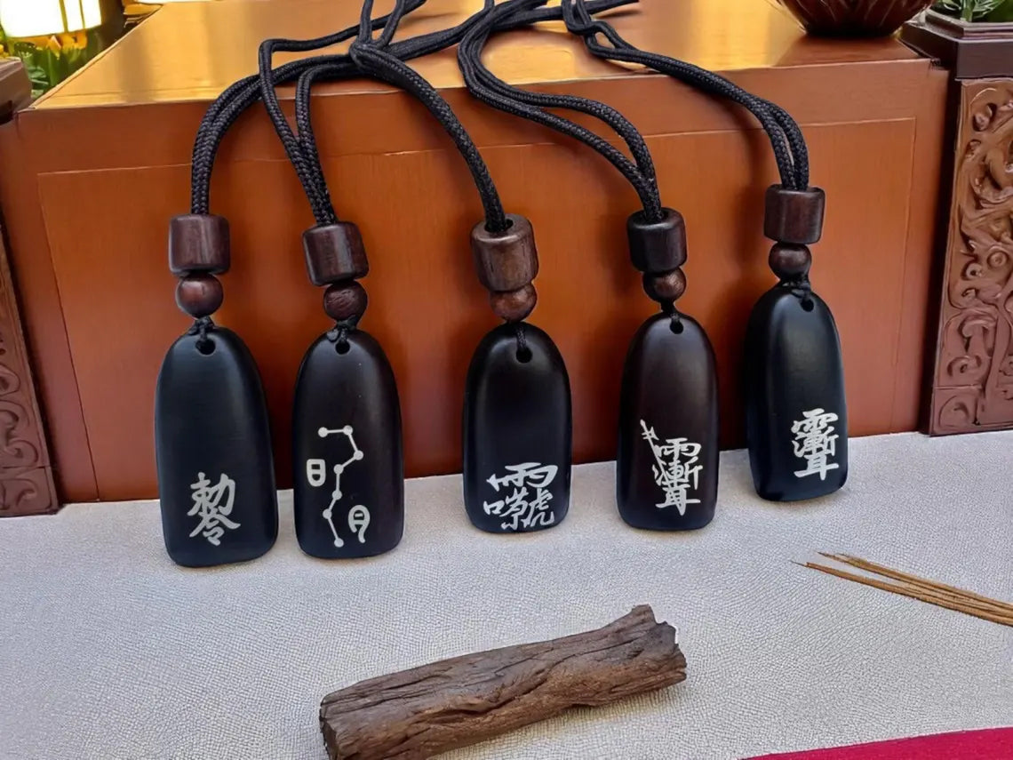 Taoist Talisman Necklace: Lightning Struck Jujube Wood Pendant, Sacred Symbol Protection