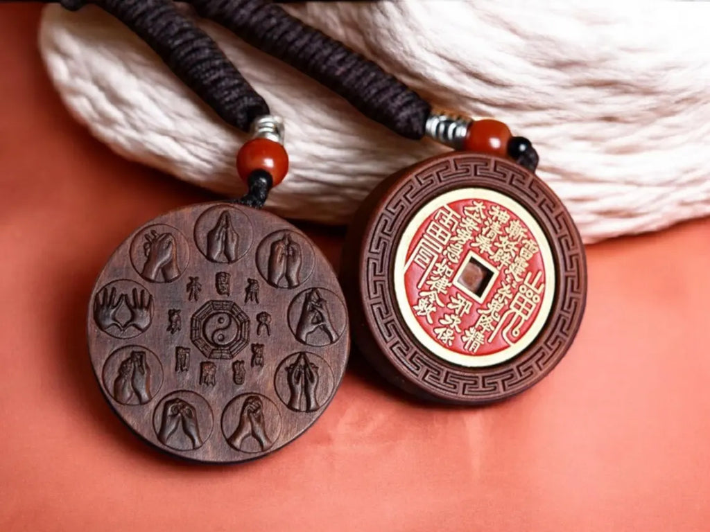 Hand-Carved Jujube Wood Pendant: Taoist Blessing, Wealth & Protection