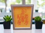 Hand-Drawn Taoist Wealth Talisman: Fortune & Protection Art - Framed