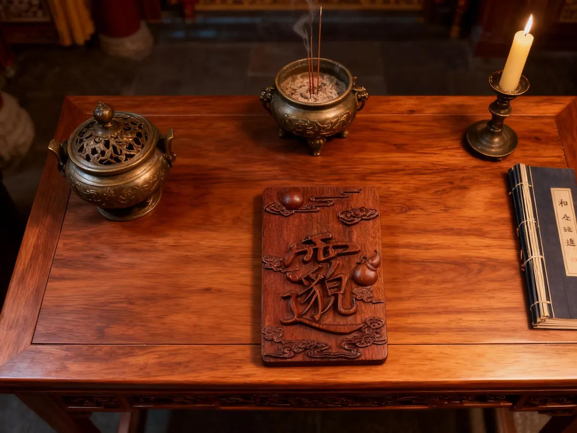 Handcarved Taoist Talisman – Lightning Struck Jujube Wood Healing Pendant