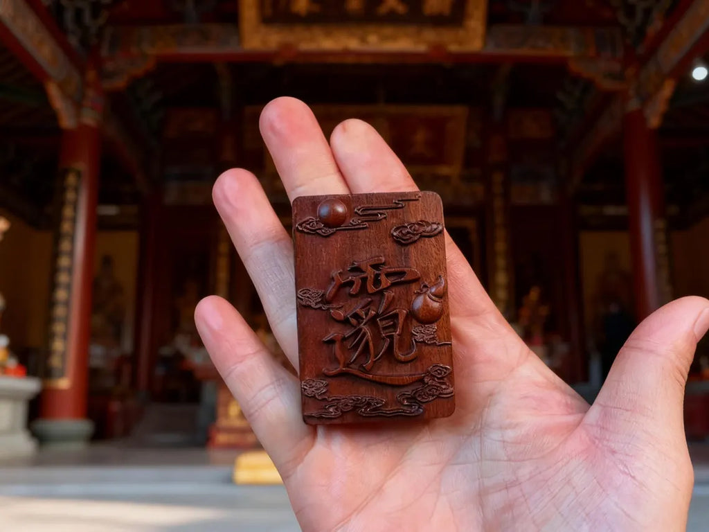 Handcarved Taoist Talisman – Lightning Struck Jujube Wood Healing Pendant