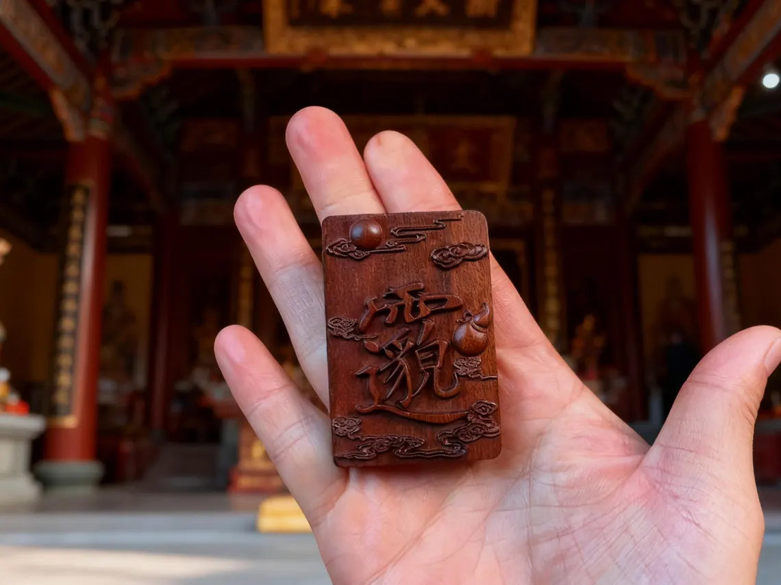 Handcarved Taoist Talisman – Lightning Struck Jujube Wood Healing Pendant