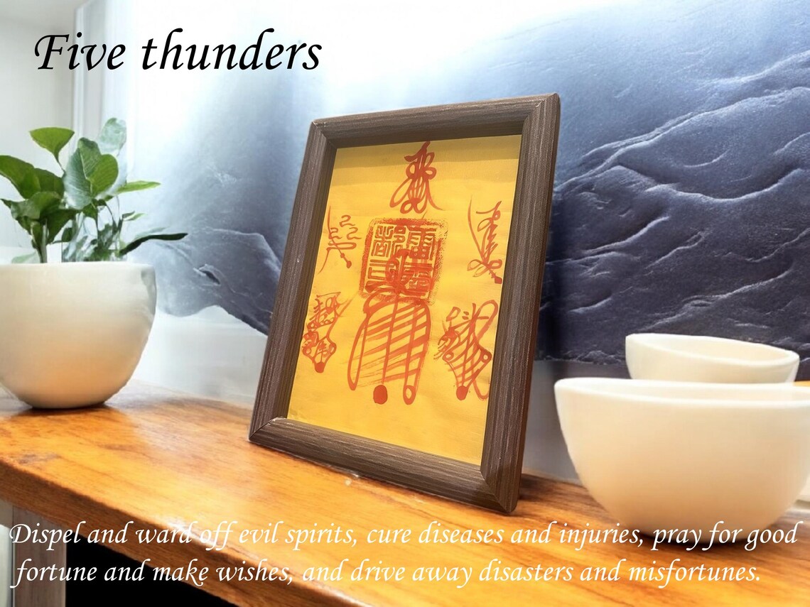 Handcrafted Taoist Talisman Set: Wealth, Protection, Success - Chinese Desk Decor