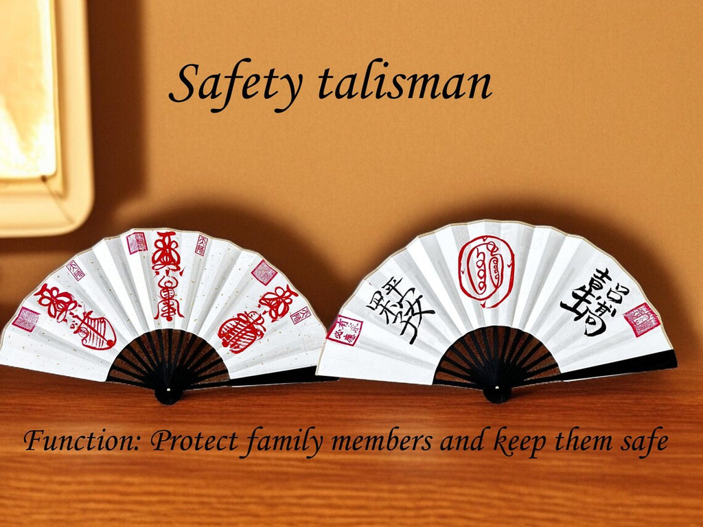 Handcrafted Taoist Talisman Fan: Authentic Feng Shui Blessing Gift