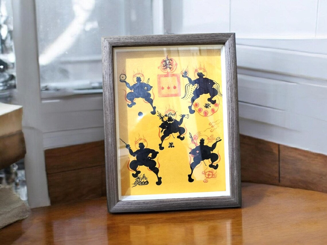 Handcrafted Chinese Five Thunder Talisman: Taoist Home Protection Art