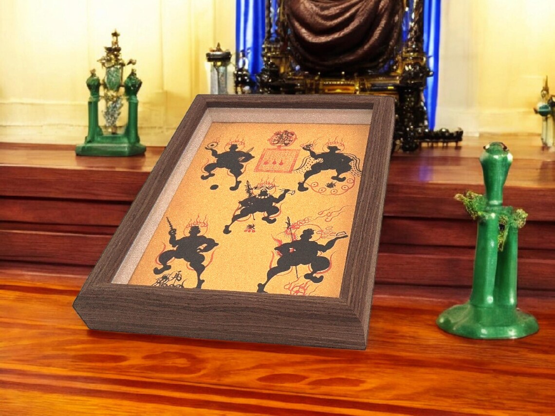 Handcrafted Chinese Five Thunder Talisman: Taoist Home Protection Art