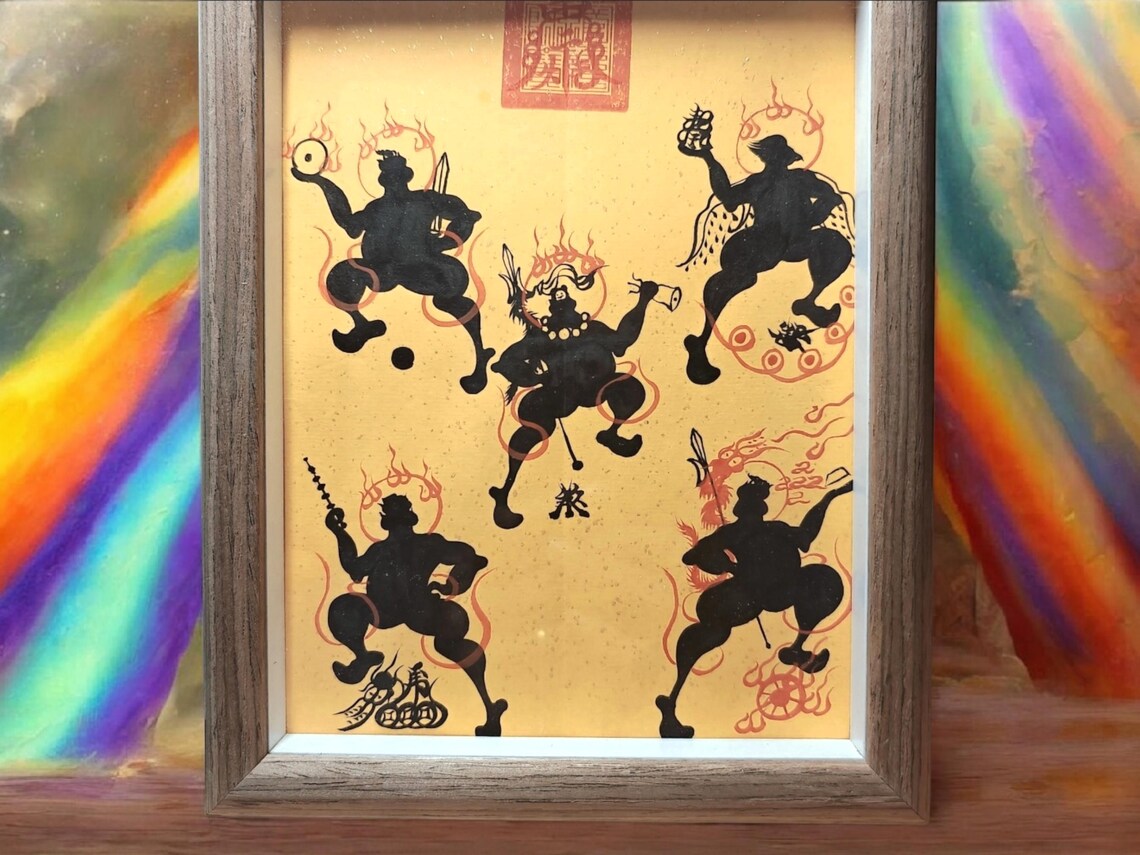 Handcrafted Chinese Five Thunder Talisman: Taoist Home Protection Art