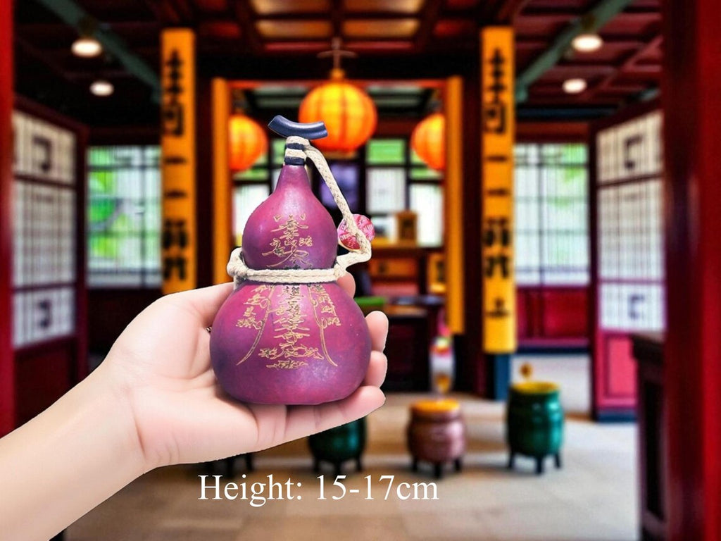 Handcrafted Consecrated Natural Gourd Talisman Set-Taoist Exorcism Symbols Hand-Carved Protection Amulets for Home Blessing&Evil Spirit Ward