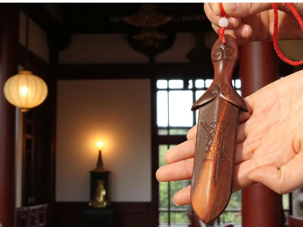 Lightning-Struck Peach Wood Mini Sword: Taoist Talisman, Home Protection