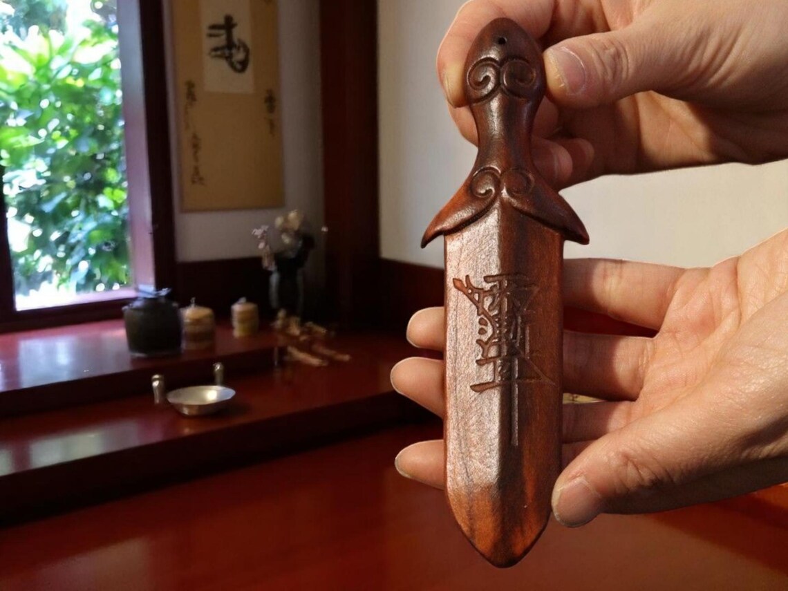 Lightning-Struck Peach Wood Mini Sword: Taoist Talisman, Home Protection
