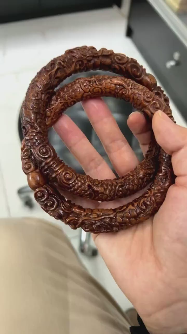 Lightning Struck Jujube Wood Dragon Circle – Taoist Talisman, Home Protection