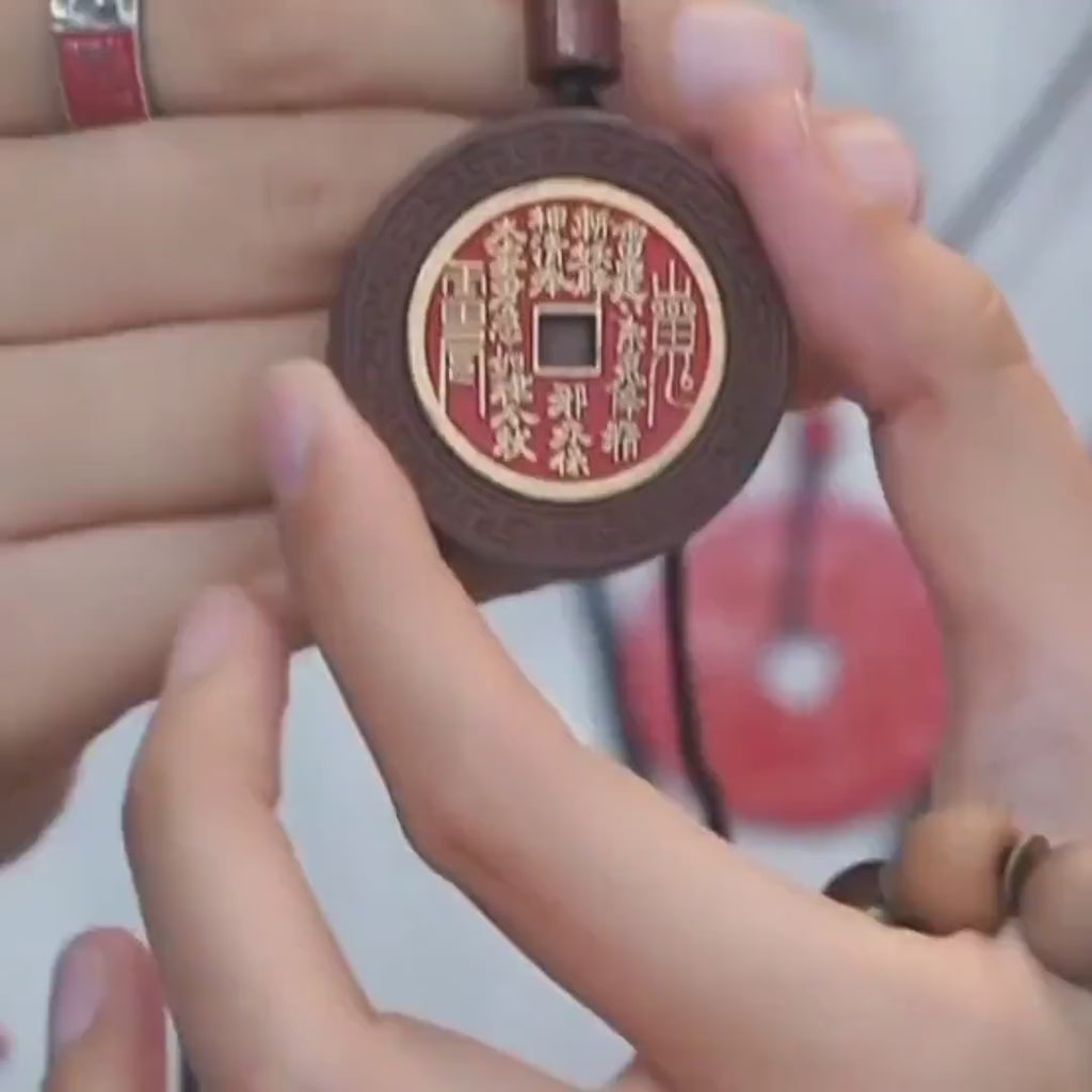 Hand-Carved Jujube Wood Pendant: Taoist Blessing, Wealth & Protection