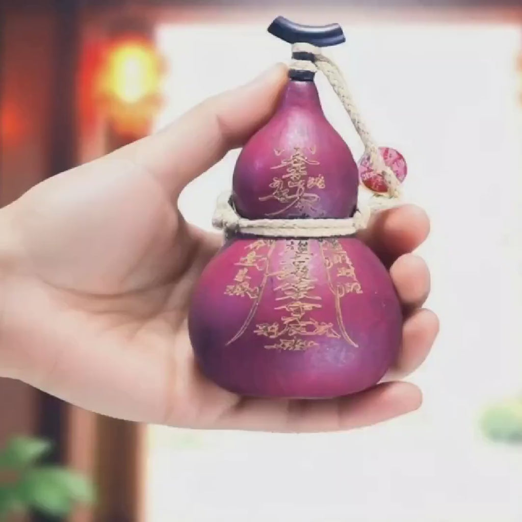 Handcrafted Consecrated Natural Gourd Talisman Set-Taoist Exorcism Symbols Hand-Carved Protection Amulets for Home Blessing&Evil Spirit Ward